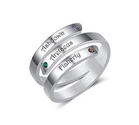 Jeweidea Anello Personalizzato Twist con 2/3/4 Nomi Inciso Pietre Personalizzate Anello Promessa per Donna Uomo Anelli Regolabili per Festa della Mamma San Valentino Compleanno (3 nomi)