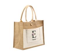 Jeweidea Borsa di Juta Personalizzata Nome Inciso e Lettere Borsa Mare Donna Tote Bag Shopper Bag Borsa da Viaggio per Picnic Campeggio Spiaggia Matrimonio Regalo Personalizzato (Bianco)