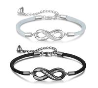 Jeweidea Bracciale Coppia Personalizzato con Nome Bracciale Magnetico Inciso per Donna Uomo Bracciale Intrecciato Regolabile Infinito a Lunga Distanza Regali San Valentino Regali Natale (Stile 4)