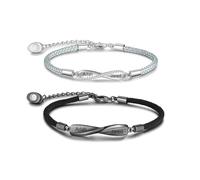 Jeweidea Bracciale Coppia Personalizzato con Nome Magnetico Inciso per Donna Uomo - Intrecciato Regolabile Infinito a Lunga Distanza - Regali San Valentino e Natale