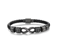 Jeweidea Bracciale Personalizzato da Uomo in Pelle PU con Nome Bracciale da Uomo con Inciso per Papà, Nonno, Marito Regalo Personalizzato