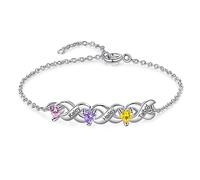 Jeweidea Bracciale Personalizzato Donna Incisione Bracciale con Nome Bambino Bracciale con Ciondolo per Mamma, Sorella, Moglie, Regali per Natale Festa Della Mamma Compleanno