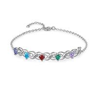 Jeweidea Bracciale Personalizzato Donna Incisione Bracciale con Nome Bambino Bracciale con Ciondolo per Mamma, Sorella, Moglie, Regali per Natale Festa Della Mamma Compleanno