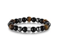 Jeweidea Bracciale Uomo Personalizzato con Incisione Bracciale Pietre Naturali con Pietra Lavica Bracciale con Nome Cuoio Uomo Bracciale Uomo Perle Gioielli Personalizzati Regalo per Lui Papà