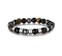 Jeweidea Bracciale Uomo Personalizzato con Incisione Bracciale Pietre Naturali con Pietra Lavica Bracciale con Nome Cuoio Uomo Bracciale Uomo Perle Gioielli Personalizzati Regalo per Lui Papà