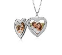 Jeweidea Collana con Foto Collana a Cuore Personalizzata con Foto Dentro per Coppie Donna Uomo Ciondolo con Incisione per Amici Famiglia Regali per il Compleanno