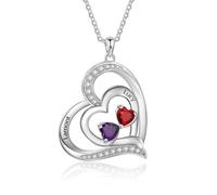 Jeweidea Collana con Nome Personalizzato per Donna - Collana Cuore Mamma con Incisioni Nomi Bambini Collana con Pietre Portafortuna per Moglie Nonna Regali per Festa della Mamma (Nomi 2)