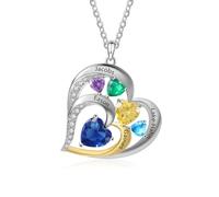 Jeweidea Collana con Nome Personalizzato per Donna - Collana per Mamma con Incisioni Nomi per Bambini Collana con Pietre Portafortuna per Moglie Nonna Regali per la Festa della Mamma