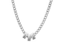 Jeweidea Collana Personalizzata con Nome da Uomo Catena Cubana in Acciaio Inossidabile Argento Oro Nero Regalo Personalizzato per Uomo, Festa del Papà (Argento-nome 3)
