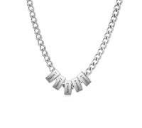 Jeweidea Collana Personalizzata con Nome da Uomo Catena Cubana in Acciaio Inossidabile Argento Oro Nero Regalo Personalizzato per Uomo, Festa del Papà (Argento-nome 5)