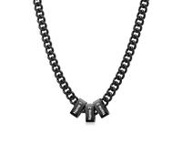 Jeweidea Collana Personalizzata con Nome da Uomo Catena Cubana in Acciaio Inossidabile Argento Oro Nero Regalo Personalizzato per Uomo, Festa del Papà (Nero-nome 3)