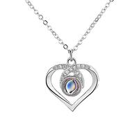 Jeweidea Collana Personalizzata con Proiezione Foto Dentro e Incisione Personalizzata per Donna, Fidanzata o Mamma - Gioiello Regalo per la Festa della Mamma (Testo+Argento)