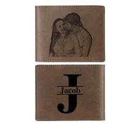 Jeweidea Portafogli uomo personalizzati con foto Portafogli pelle con zip Portafoglio con nome inciso Portafoglio per papà Marito Figlio Regali personalizzati Regali per la festa del papà