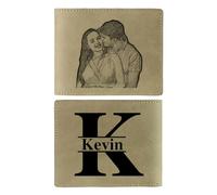 Jeweidea Portafogli uomo personalizzati con foto Portafogli pelle con zip Portafoglio con nome inciso Portafoglio per papà Marito Figlio Regali personalizzati Regali per la festa del papà
