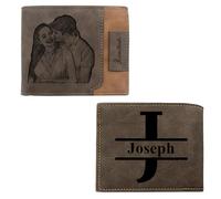 Jeweidea Portafogli Uomo Personalizzati con Foto PU Pelle con Zip Portafoglio con Nome Inciso Portafoglio per Papà Marito Figlio Regali personalizzati Regali per la Festa del papà