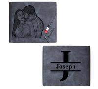 Jeweidea Portafogli Uomo Personalizzati con Foto PU Pelle con Zip Portafoglio con Nome Inciso Portafoglio per Papà Marito Figlio Regali personalizzati Regali per la Festa del papà