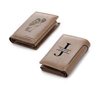 Jeweidea Portafoglio in Pelle Personalizzato con Foto Alfabeto Nome Inciso per Uomo Papà Portafoglio con Porta Carte RFID per Marito, Padre, Fidanzato Regalo Compleanno