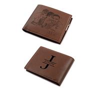 Jeweidea Portafoglio in Pelle Personalizzato con Foto Alfabeto Nome Inciso per Uomo Papà Portafoglio con Porta Carte RFID per Marito, Padre, Fidanzato Regalo Compleanno