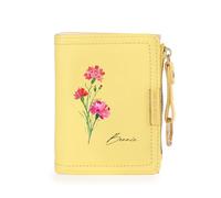 Jeweidea Portafoglio Personalizzato per Donna con Foto Incisa e Nomi Piccolo Portafoglio Bifold con Tasca Portamonete con Cerniera per Mamma, Fidanzata, Regali di Natale Personalizzati (A-Giallo)