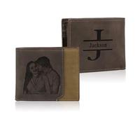 Jeweidea Portafoglio Uomo in Pelle PU Personalizzato Slim Portafoglio con Foto con Porta Carte Identità per Papà Marito Regali Festa del Papà Natale (B2)