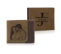 Jeweidea Portafoglio Uomo in Pelle PU Personalizzato Slim Portafoglio con Foto con Porta Carte Identità per Papà Marito Regali Festa del Papà Natale (B1)
