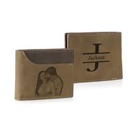 Jeweidea Portafoglio Uomo in Pelle PU Personalizzato Slim Portafoglio con Foto con Porta Carte Identità per Papà Marito Regali Festa del Papà Natale (C1)