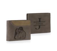 Jeweidea Portafoglio Uomo in Pelle PU Personalizzato Slim Portafoglio con Foto con Porta Carte Identità per Papà Marito Regali Festa del Papà Natale (C2)