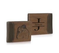 Jeweidea Portafoglio Uomo in Pelle PU Personalizzato Slim Portafoglio con Foto con Porta Carte Identità per Papà Marito Regali Festa del Papà Natale (A1)