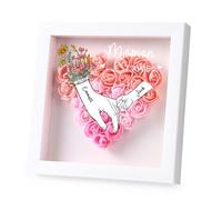 Jeweidea Regalo per Mamma, Regalo per Festa della Mamma, Scatola Ombre 8x8 Rosa Eterna Cornice Foto Profonda Personalizzata con Nome Inciso e Fiore Secco Regalo Personalizzato (C-Rosa)