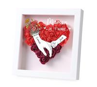 Jeweidea Regalo per Mamma, Regalo per Festa della Mamma, Scatola Ombre 8x8 Rosa Eterna Cornice Foto Profonda Personalizzata con Nome Inciso e Fiore Secco Regalo Personalizzato (C-Rosso)