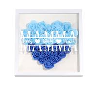 Jeweidea Regalo per Mamma, Regalo per Festa della Mamma, Scatola Ombre 8x8 Rosa Eterna Cornice Foto Profonda Personalizzata con Nome Inciso e Fiore Secco Regalo Personalizzato (Blu)