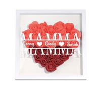 Jeweidea Regalo per Mamma, Regalo per Festa della Mamma, Scatola Ombre 8x8 Rosa Eterna Cornice Foto Profonda Personalizzata con Nome Inciso e Fiore Secco Regalo Personalizzato (Rosso)