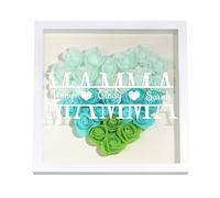 Jeweidea Regalo per Mamma, Regalo per Festa della Mamma, Scatola Ombre 8x8 Rosa Eterna Cornice Foto Profonda Personalizzata con Nome Inciso e Fiore Secco Regalo Personalizzato (Verde)