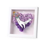 Jeweidea Regalo per Mamma, Regalo per Festa della Mamma, Scatola Ombre 8x8 Rosa Eterna Cornice Foto Profonda Personalizzata con Nome Inciso e Fiore Secco Regalo Personalizzato (C-Viola)