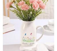 Jeweidea Vaso in Ceramica Personalizzato con Nome Inciso, Regalo per Mamma, Regalo per Nonna, Regalo per Festa della Mamma, Vaso Bianco Tavola da Pranzo, Soggiorno, Decorazione Casa (Stile 4)