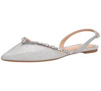 Jewel Badgley Mischka - Ballerine da Donna, Glitter Argentato, 40.5 EU