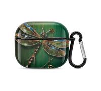 Jewel Dragonfly - Custodia per auricolari Bluetooth a forma di libellula, protezione completa, antiurto, custodia rigida con supporto per ricarica wireless con portachiavi, regalo personalizzato per