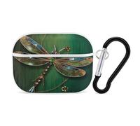 Jewel Dragonfly - Custodia protettiva antiurto per auricolari Airpods Pro di seconda generazione, con moschettone, anti-caduta, colore bianco