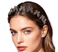 Jeweled Headband | Elegant Wavy Non-Slip Fine Comb Teeth | Shiny Crystal He