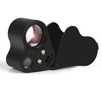 Jewelers Loupe Lente d'ingrandimento 30X 60X Jeweler Eye Loop Lens LED 2 in 1 Pieghevole Loupe Loop