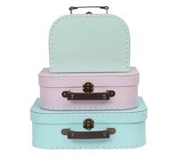 Jewelkeeper - Valigie in Cartoncino, Set da 3 - Scatole Regalo Portaoggetti Impilabili per Compleanno Matrimonio Natale Nursery Ufficio Decorazione Vetrine Giocattoli Foto - Disegno retrò Pastello