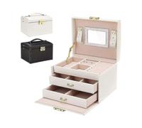 Jewellery Box with 2 Drawers Three Layers Pu Leather Jewelry Storage Box -t