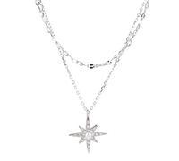 Jewellery Sets,Exquisite 925 Moon Star Choker Necklace for Women Double Layer Zircon Party Jewelry Accessories/Star