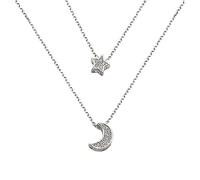 Jewellery Sets,Exquisite Double Layer Moon Star Necklace for Women Elegant Shiny Cnecklace Jewelry/Color