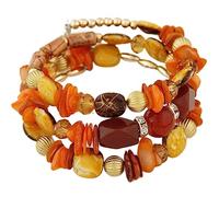 Jewellify Set di braccialetti con perline da donna, design alla moda multicolore bohémien, impilabili, alla moda, con accenti di cristallo, braccialetto multistrato elasticizzato alla moda da donna, 6