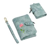 jewelora Portafoglio da Donna Personalizzato con Fiore di Nascita e Nomi Portafoglio Donna Slim con Slot per Carte di Credito e Scomparto per Monete Portafoglio con Cerniera per Mamma,Nonna