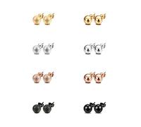 JewelrieShop Orecchini a perno con sfera lucidi, opachi, colori assortiti, unisex, Acciaio inossidabile