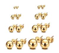 JewelrieShop Orecchini a sfera in acciaio chirurgico 316L, orecchini a perno rotondi per donne e ragazze, S, in acciaio inossidabile