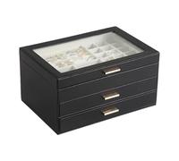 Jewelry Box 3-Layer Rack Leather Organizer，Women Boxes With 2 Drawers Large Storage For Earrings Necklaces per Gioielli e Orecchini(Black)