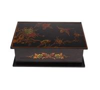 Jewelry Box Decorative Wooden Box Vintage Flower Pattern Jewelry Keepsake Storage Boxes Chinese Style for Gifts Home Decorations Travel Storage (Color : Black Size : One Size)